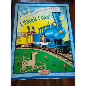 Vintage The Little Engine That Could Train fleece panel Blanket 60 x 48